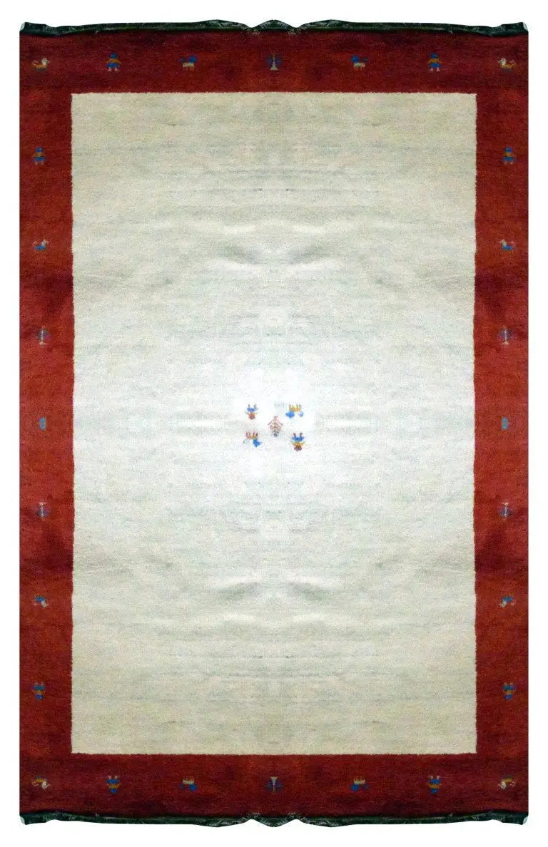 One Of The Kind Indian Hand-Knotted Gabbeh Rug 9'10" X 6'5"